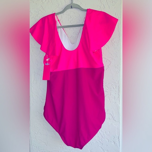 Yonique Vibrant Hot Pink & Dark Pink One-Piece Swimsuit (NWT) - Picture 7 of 8